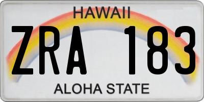 HI license plate ZRA183