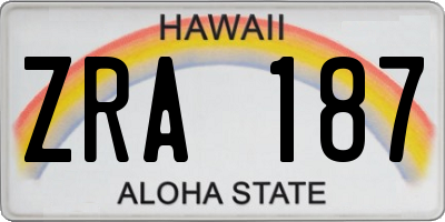 HI license plate ZRA187