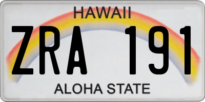 HI license plate ZRA191