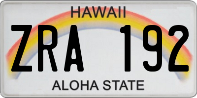 HI license plate ZRA192
