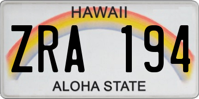 HI license plate ZRA194