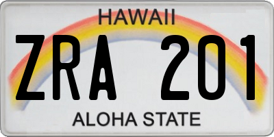 HI license plate ZRA201