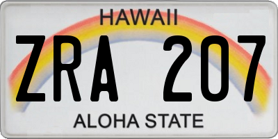 HI license plate ZRA207