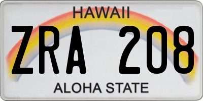 HI license plate ZRA208