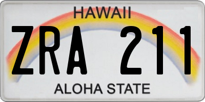 HI license plate ZRA211