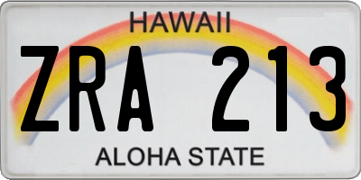 HI license plate ZRA213