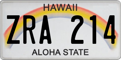 HI license plate ZRA214