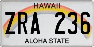 HI license plate ZRA236
