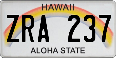 HI license plate ZRA237