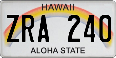 HI license plate ZRA240