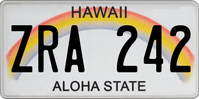 HI license plate ZRA242