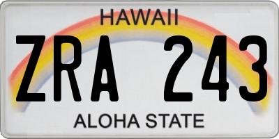 HI license plate ZRA243