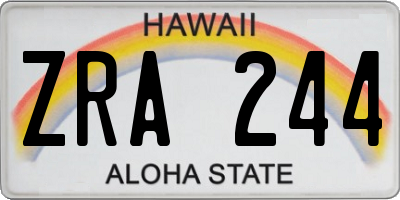 HI license plate ZRA244