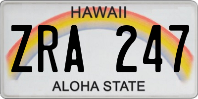 HI license plate ZRA247