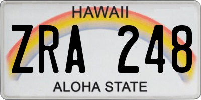 HI license plate ZRA248