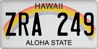 HI license plate ZRA249
