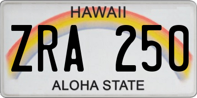 HI license plate ZRA250