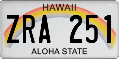 HI license plate ZRA251