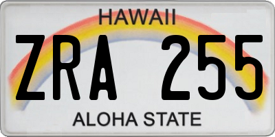 HI license plate ZRA255