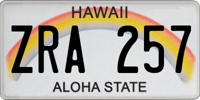 HI license plate ZRA257