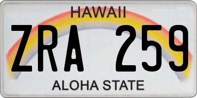 HI license plate ZRA259