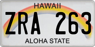 HI license plate ZRA263
