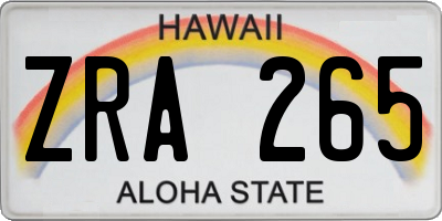 HI license plate ZRA265