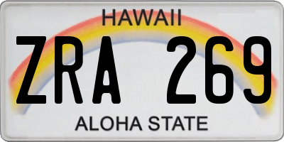 HI license plate ZRA269