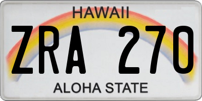 HI license plate ZRA270