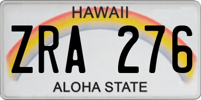 HI license plate ZRA276