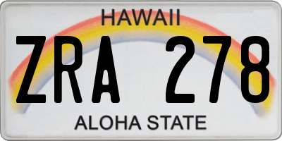 HI license plate ZRA278