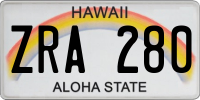 HI license plate ZRA280
