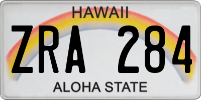 HI license plate ZRA284