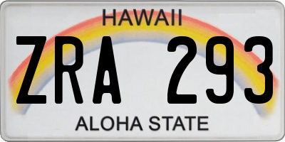 HI license plate ZRA293