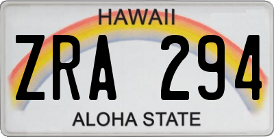 HI license plate ZRA294