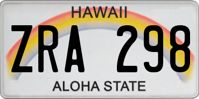 HI license plate ZRA298