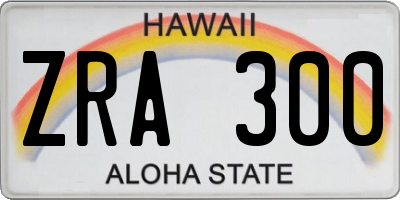 HI license plate ZRA300