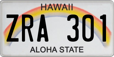 HI license plate ZRA301