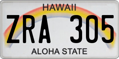 HI license plate ZRA305