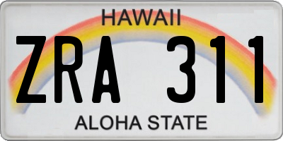 HI license plate ZRA311