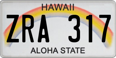 HI license plate ZRA317