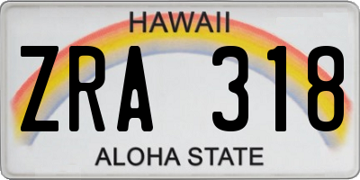 HI license plate ZRA318