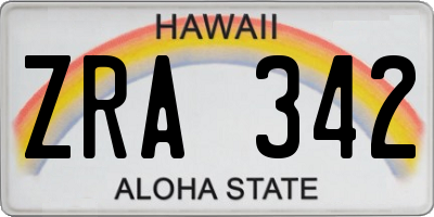 HI license plate ZRA342