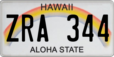 HI license plate ZRA344