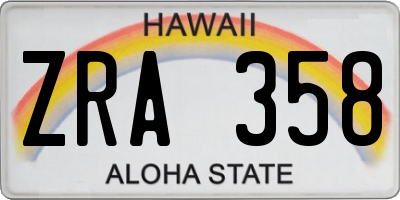 HI license plate ZRA358