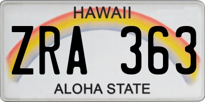 HI license plate ZRA363