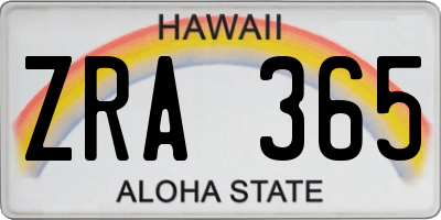 HI license plate ZRA365