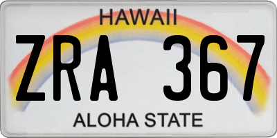 HI license plate ZRA367