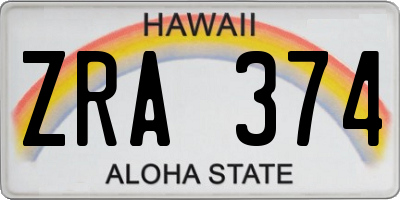 HI license plate ZRA374