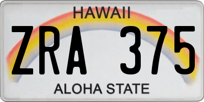 HI license plate ZRA375